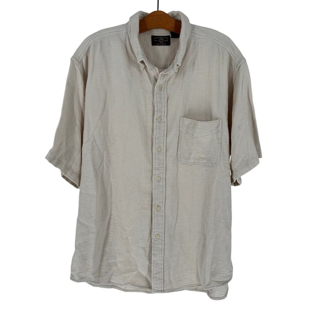 Vintage 90s Y2K American Eagle Outfitters Cream Button Up Shirt Men XL, Cotton